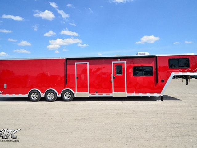 Car Hauler, 44 foot Red, Race Trailer, with Living Quarter